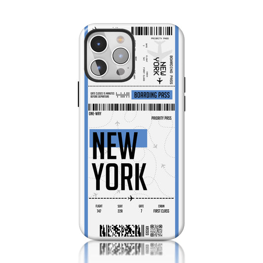 Boarding Pass White and Blue Phone Case - Two Lines