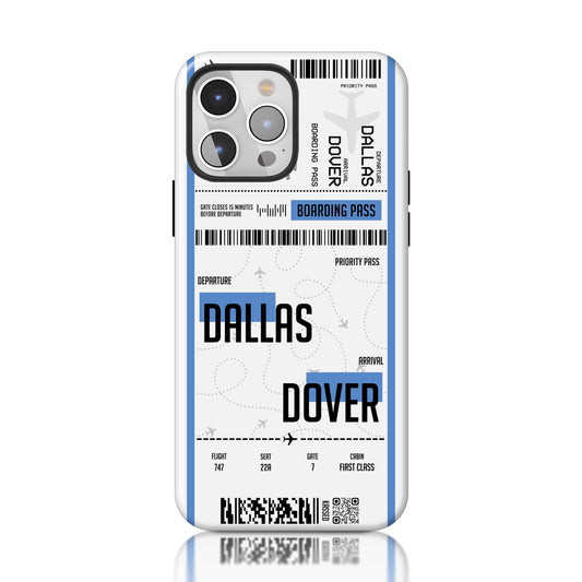 Boarding Pass White and Blue Phone Case - Two Cities